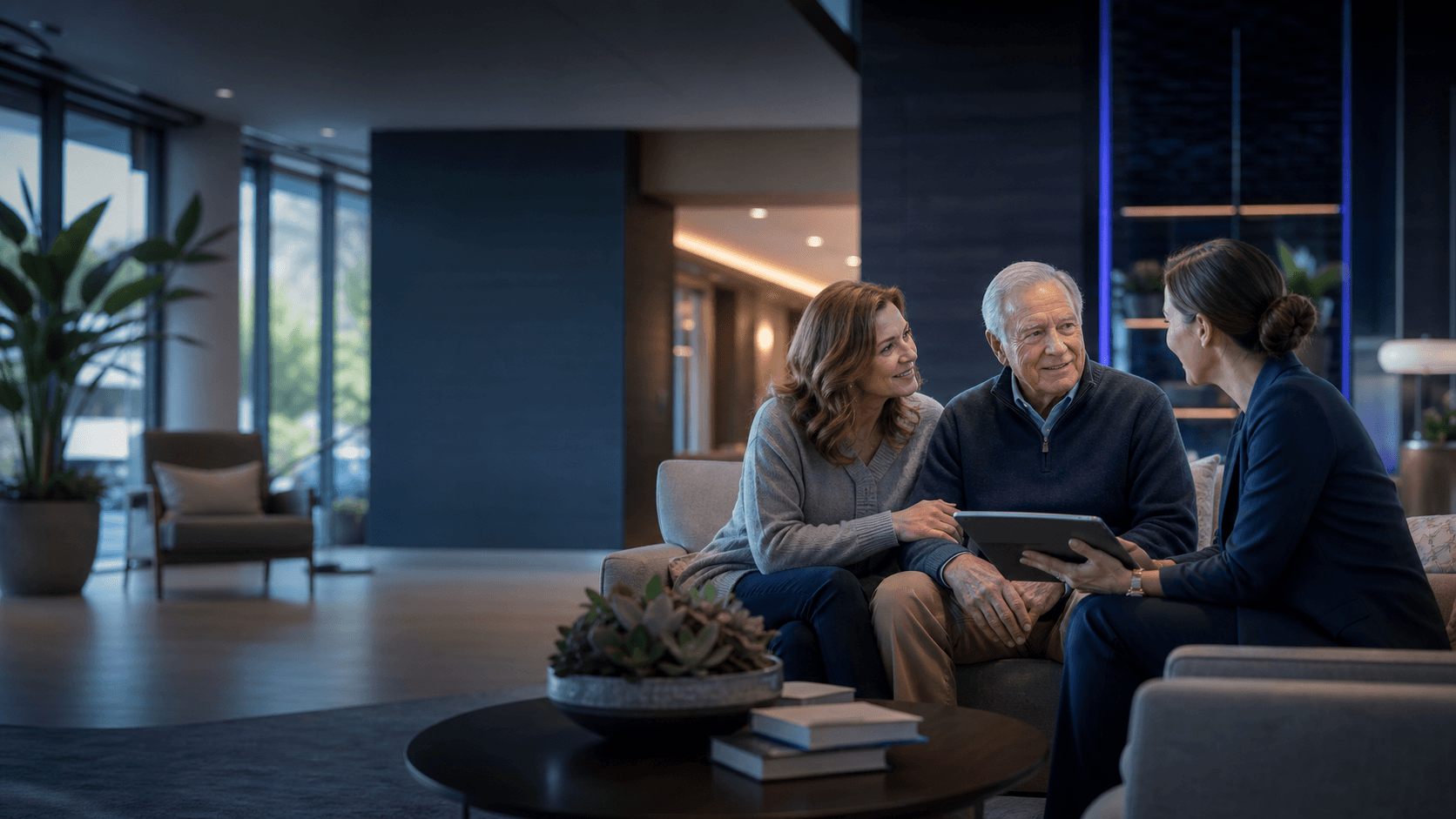 A family meeting with a senior living admissions director